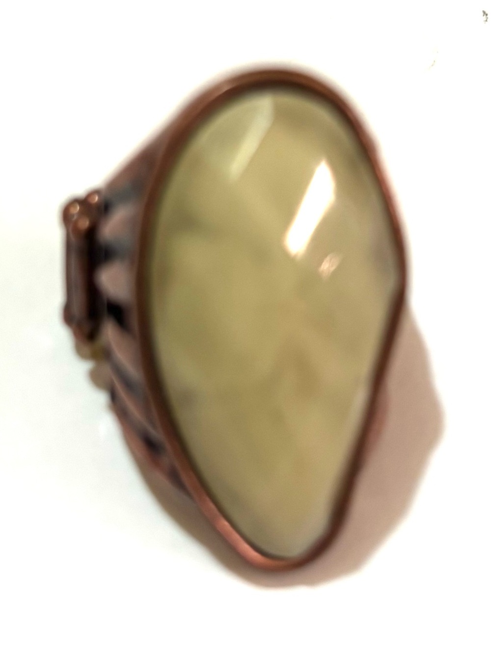 Handcrafted Cream Stone Copper Statement Ring one size adjustable